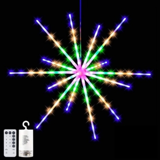 Rosnek LED-Lichterkette Meteor Feuerwerk Lichter,Wasserdicht,Batterie,Weihnachtsdeko, Timer, mit Fernsteuerung.