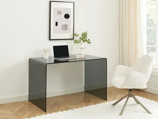 Vente-unique - Schreibtisch - getöntes Sicherheitsglas - Schwarz - ELSTRON