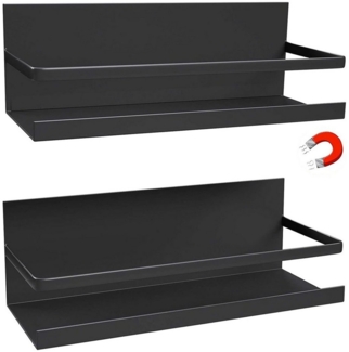BRAIDOL Gewürzregal Hängend Multifunktionales Regal Kühlschrank Regal Ablageregal, Hängeregal für Kühlschrank Magnet,Gewürzregal 2-tlg, Küchenregal ohne bohren mit erhöhte Schutzgeländer,25*12.5*9.5cm