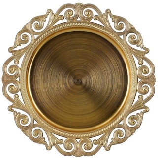 Annastore Platzset Platzteller aus Kunststoff im Antik-Finish Ø 32,5 cm, Außergewöhnliche Platzteller für den festlich gedeckten Tisch