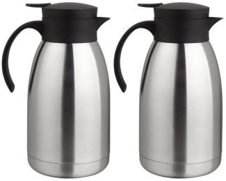 HAC24 Isolierkanne Thermoskanne Kaffeekanne Teekanne Thermo Kaffee Tee Kanne, 2 l, (2 Stück), Edelstahl, Einhandautomatik