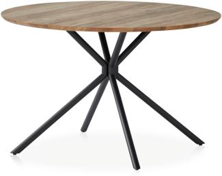 UNO Esstisch 120 cm Durchmesser Wildeiche-Optik, Küchentisch Esszimmertisch aus Holzwerkstoff, moderner Tisch für bis zu 4 Personen mit Sternfußgestell Metall, Industrial Look