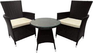 Outdoor Sitzgruppe RIRAM - Kunststoff Dunkelbraun 110 x 110 x 84 cm | Gartenmöbelset 2 Personen Poly Rattan Balkonmöbel Set Bistrotisch Terrassenmöbelset