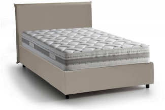Dmora Doppelbett Ante, Bettkasten mit Kunstlederbezug, 100 % Made in Italy, Öffnung vorne, inklusive Matratze 120 x 190 cm, taubengrau