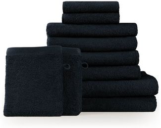 Blumtal Premium Frottier Handtücher Set mit Aufhängschlaufen - Baumwolle Oeko-TEX Zertifiziert, weich, saugstark - 2X Badetuch, 2X Handtuch, 2X Gästehandtuch, 2X Waschlappen, Dunkelblau