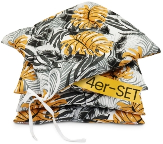 Amilian Stuhlkissen 40x40 mit Bändern - 4er Set Sitzkissen - Outdoor Indoor - Sitzauflage, waschbar