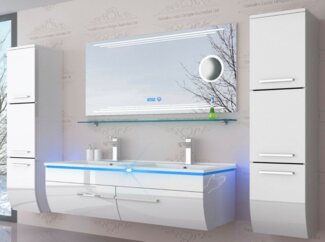 Homeline Badmöbel-Set Doppelwaschtisch mit unterschrank Badmöbel Set montiert Weiss, (6-St)