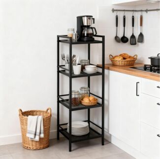 GarveeMore Bücherregal 3 /4 Tier Storage Rack Kohlenstoffstahl Bücherregal Eckenregal