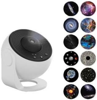 MUPOO Projektionslampe Planetarium Sternenhimmelprojektor USB Timer,13-in-1 Galaxy 360°Drehen, Weiß, Nebelprojektor Lampe Nachtlicht, Galaxy
