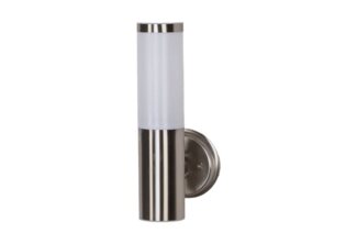 Lindby Außen-Wandleuchte Kristof, Leuchtmittel nicht inklusive, Modern, Edelstahl, Polycarbonat, edelstahl, weiß, 1 flammig, E27