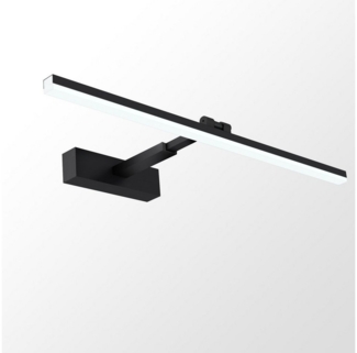 WDWRITTI Spiegelleuchte LED Bad 60 cm breit Schwarz Wandleuchte Badezimmer Lampe, Dehnbar,180° Drehbar, LED fest integriert, Kaltweiß-6500K, Aluminium Schminklicht, IP44