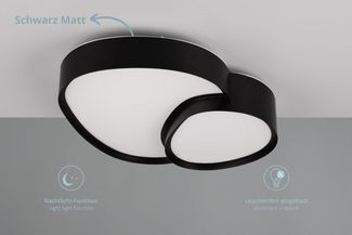 lightling LED Deckenleuchte Riana, LED fest integriert, Tageslichtweiß, Dimmer, Lichtfarbe einstellbar, Memory Funktion, Nachtlicht