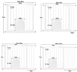 FIVMEN Treppenschutzgitter Türschutzgitter Treppengitter ohne bohren mit Haustieretür, Weiß/Schwarz Automatisch Gittertür aus Metall