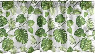 Abakuhaus Scheibengardine Vorhang Volant für Küche Schlafzimmer Dekor mit Stangentasche, Microfaser, Blatt Strudel Palm Bananenstauden