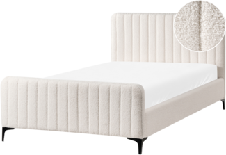 Bett mit Lattenrost Bouclé LUNAN 120 x 200 cm Cremeweiß