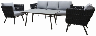 REANA Rope Alu Lounge Gartenmöbel Set Sitzgruppe schwarz Lana