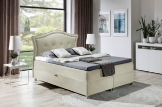 99rooms Marlon Boxspringbett Strukturstoff 200x200 cm Beige