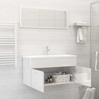 vidaXL Badmöbel-Set Hochglanz-Weiß Spanplatte [3070889]