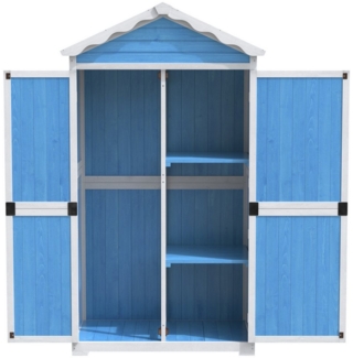HAUSS SPOLE Geräteschrank Gartenmöbel Aufbewahrungsschuppen, Werkzeughaus für Garten, Blau (Outdoor Garten Aufbewahrungsschuppen aus Tannenholz – Wetterfest, stabil, umweltfreundlich mit 4 Fächern für Werkzeuge, 93 x 45 x 179 cm – für Garten und Terras...