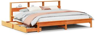 Doppelbett, Betten für Erwachsene, Massivholzbett mit Regal ohne Matratze Wachsbraun 180x200 cm de1990