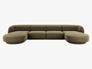 Micadoni Panorama-Sofa Miley 5-Sitzer Samt Bluvel Grün