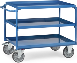 Fetra Tischwagen mit Stahlblechwannen 3 Etagen 1000x600mm Ladefläche