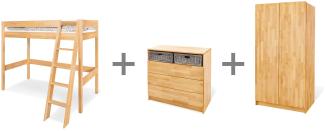 Pinolino Kinderzimmer Set Jugendzimmer 'Natura' breit mit Hochbett, 3-tlg.