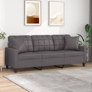 vidaXL 3-Sitzer-Sofa mit Zierkissen Grau 180 cm Kunstleder 3200810