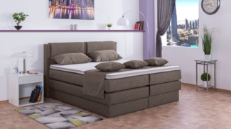 Meisterbetten Boxspringbett Dora 160x220 in W-Brown, Matratzenbezug Nano, Komfortschaum-Topper