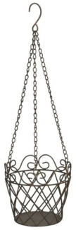 finehomegarden Blumenampel Pflanzgefäß Ampel Metall Schale zum Hängen Ø18cm H16cm + Kette (1 St), dunkel braun Pflanzkorb Garten / Paket