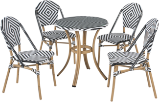 Gartenmöbel Set Rattan schwarz weiß 4-Sitzer RIFREDDO