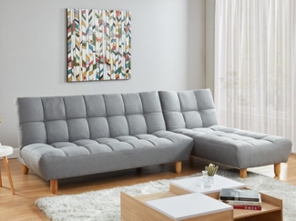 Vente-unique - Modulierbares Schlafsofa Klappsofa - Stoff - Grau - ESTEBAN