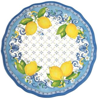 EasyLife Speiseteller Sorrento, Spülmaschinengeeignet, Mehrfarbig, Motiv: Zitronen