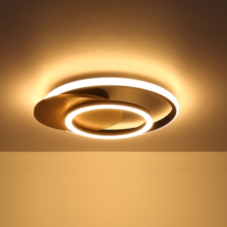 LED Deckenleuchte, Holz, natur, schwarz, L 38 cm