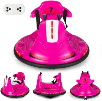 6V Kinder Autoscooter 360 Grad Drehung mit Musik & bunten LED Lichtern Rosa