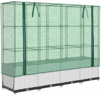 vidaXL Hochbeet mit Gewächshaus-Aufsatz Rattan-Optik 160x40x138 cm 4015844