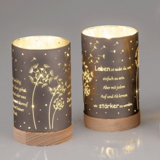 formano Nachttischlampe Sprüche, mit Timerfunktion, Grau, Motiv: Pusteblume
