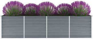Garten-Hochbeet | Metall Hochbeet Verzinkter Stahl 320x80x77 cm Grau
