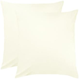 BettwarenShop Single Jersey Kissenbezug Ulm 2er Pack|80x80 cm| wollweiss