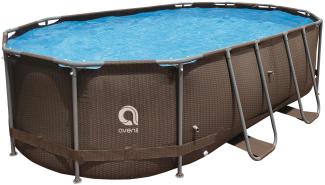 Avenli Frame Oval Pool 427 x 275 x 100 cm, Aufstellpool, oval, ohne Pumpe, Ersatzpool, braune Rattanoptik