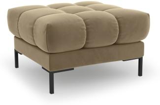 Micadoni Samtstoff Pouf Hocker Mamaia | Bezug Beige | Beinfarbe Black Metal