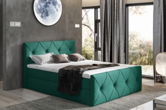 99rooms Arian Lux Boxspringbett Velours 120x200 cm Grün