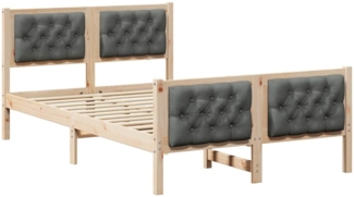 vidaXL Bettrahmen Dunkelgrau 135x190 cm Massives Kiefernholz 878410