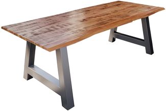 Esstisch Baumkante Massiv Mango naturfarben 240 x 100 silber A-Gestell DORA 82137696