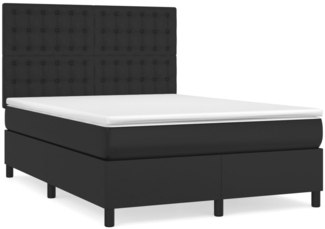 vidaXL Boxspringbett mit Matratze Schwarz 140x190 cm Kunstleder 3142839