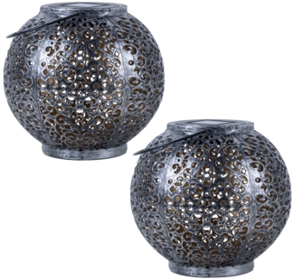 2x LED Solarleuchte, Kunststoff, Hängeleuchte, H 17 cm