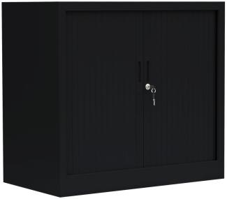 Querrollladenschrank Sideboard 80cm breit Stahl Büro Aktenschrank Rolladenschrank Schwarz (HxBxT) 750 x 800 x 460 mm / 555089