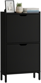 Bellamio 'Ceyhan' Schuhschrank mit 2 Klappen, schmales Schuhregal, schwarz, 50x19x90 cm, Schuhkipper für 4 paar Schuhe