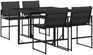 vidaXL 5-tlg. Garten-Essgruppe mit Kissen Schwarz Textilene 3295073