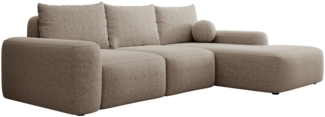 Selsey 'Carnos' Ecksofa mit Schlaffunktion, Ballkissen, Chenillebezug, Hellbraun, rechtsseitig